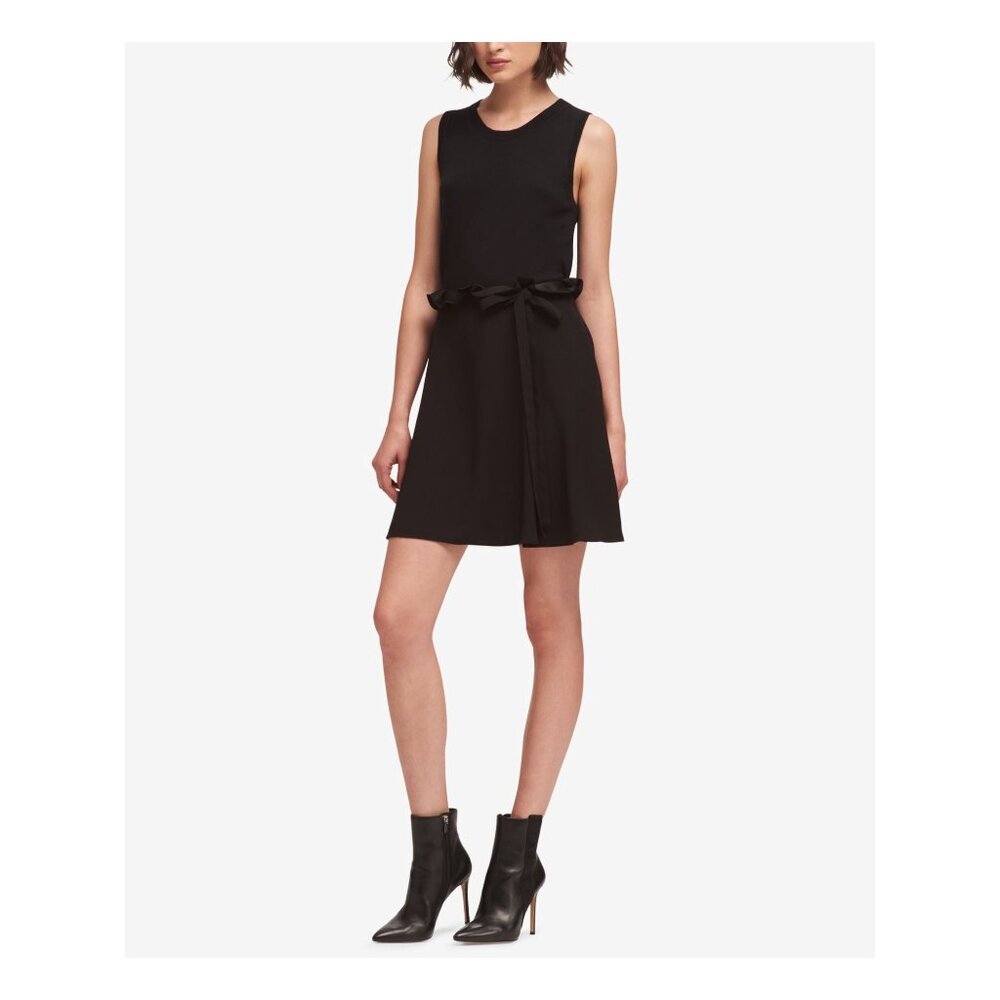 NWT DKNY Womens Size 16 Black Ribbon-Tie Mini Skirt NEW
